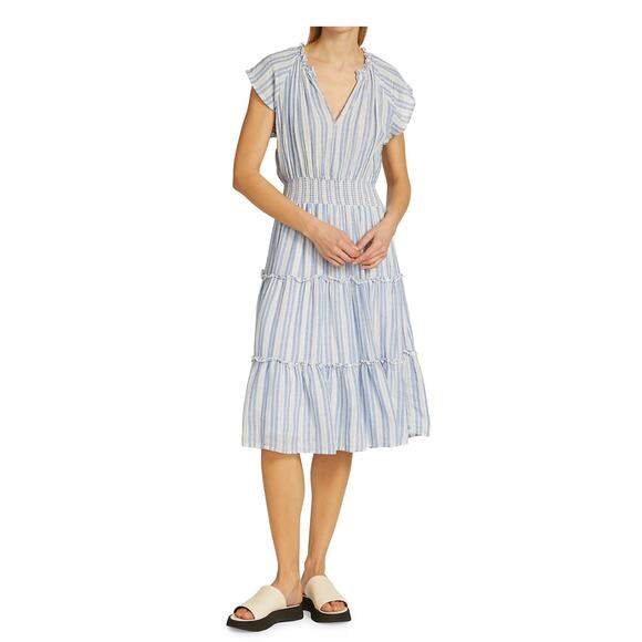 Rails Amellia New Haven Stripe Tiered Linen Blend Dress S - Picture 1 of 10